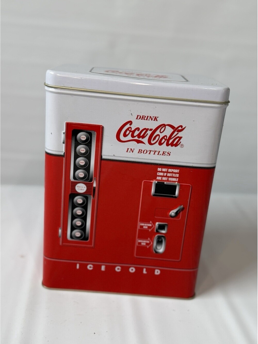Vintage 1997 Coca-Cola Vending Machine Tin Houston Harvest Coke Collectible